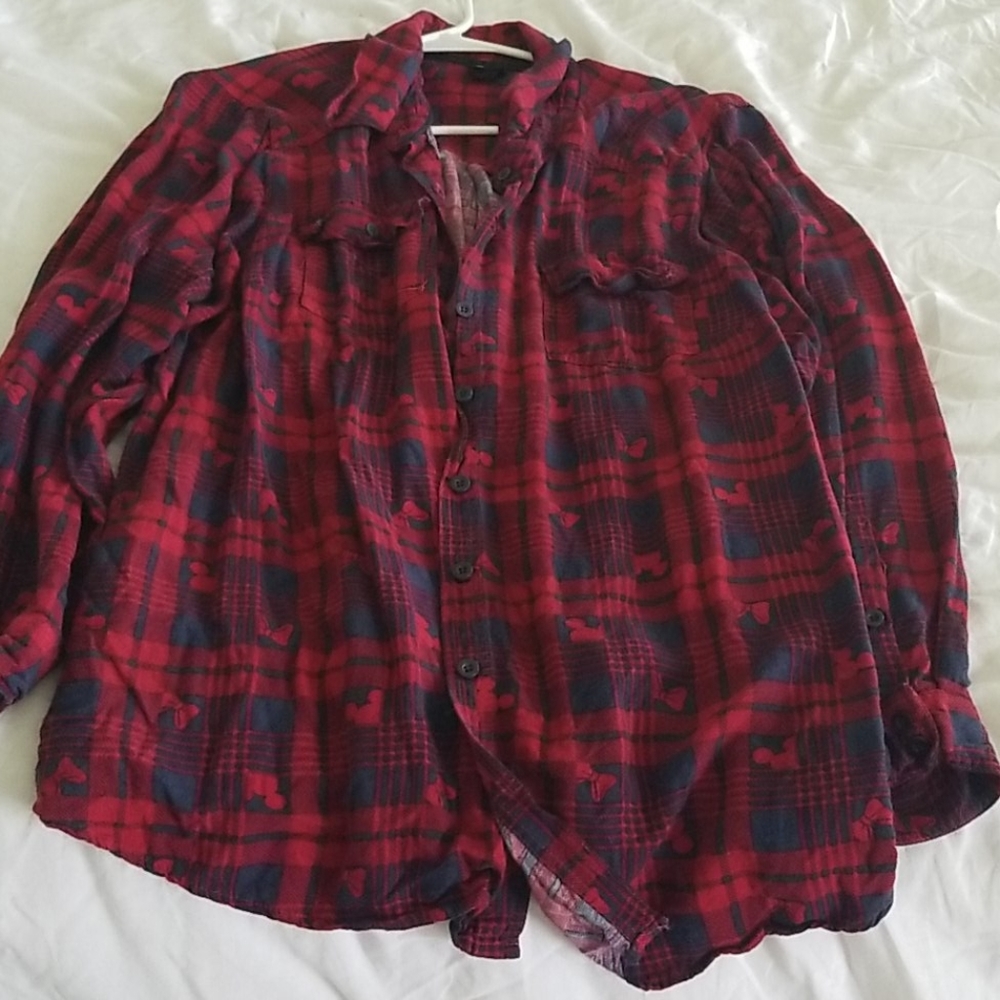 Torrid Disney Plaid Button Down
